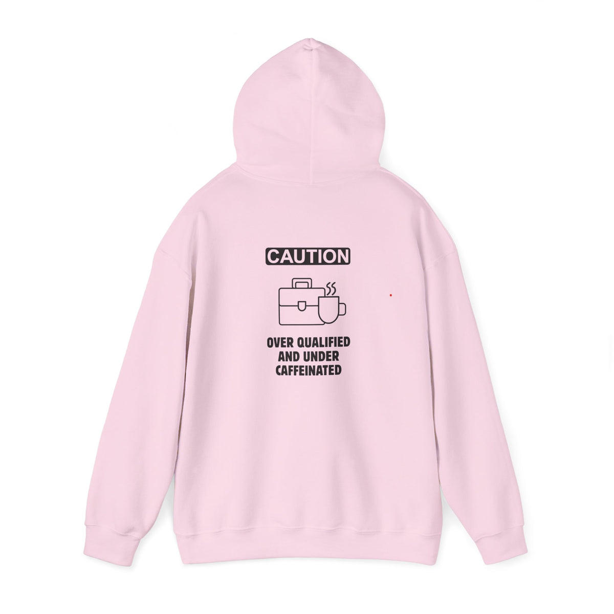 Over qualified, Under caffeinated (printed on back) - Modern Vibes - Unisex Heavy Blend™ Hooded Sweatshirt