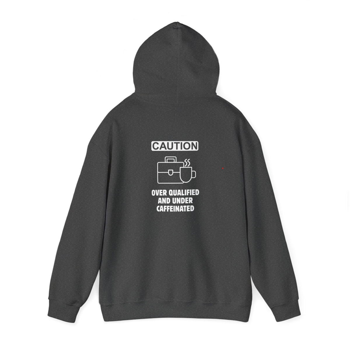 Over qualified, Under caffeinated (printed on back) - Modern Vibes - Unisex Heavy Blend™ Hooded Sweatshirt