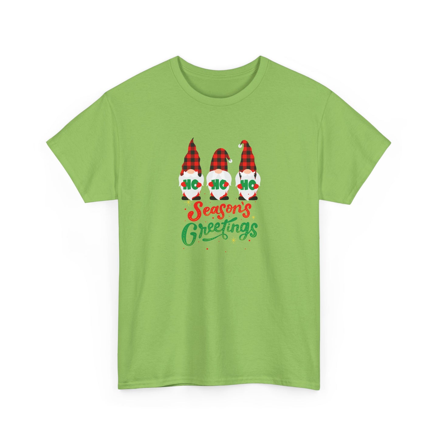 3 Gnomes Seasons Greetings Christmas - Unisex Heavy Cotton Tee