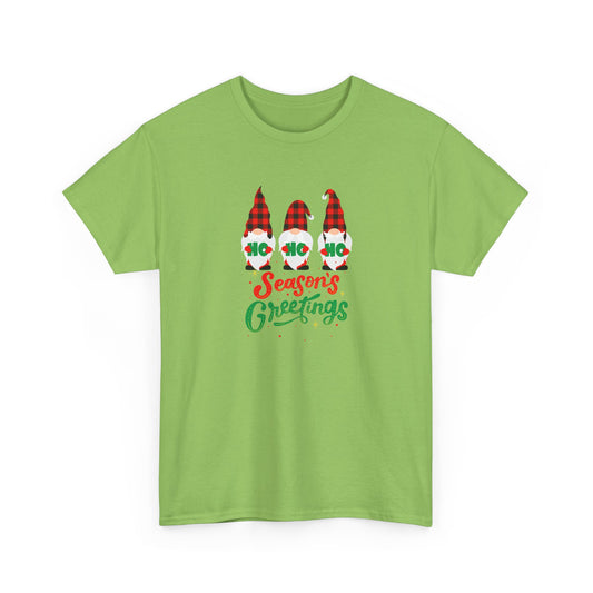3 Gnomes Seasons Greetings Christmas - Unisex Heavy Cotton Tee