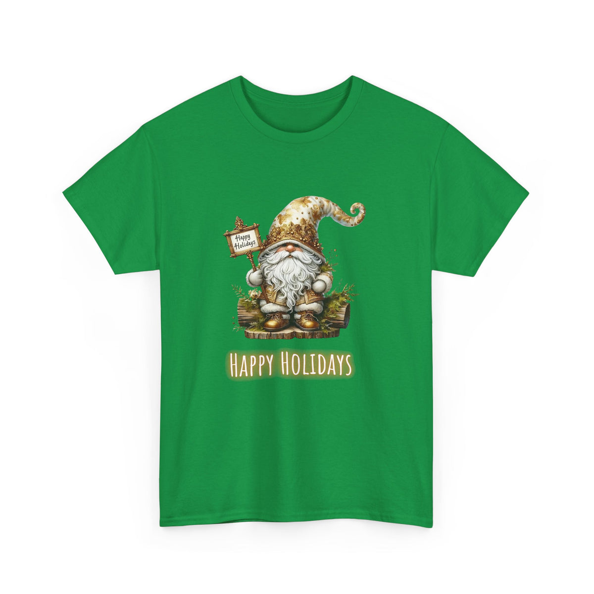 Happy Holidays Gold Gnome - Unisex Heavy Cotton Tee