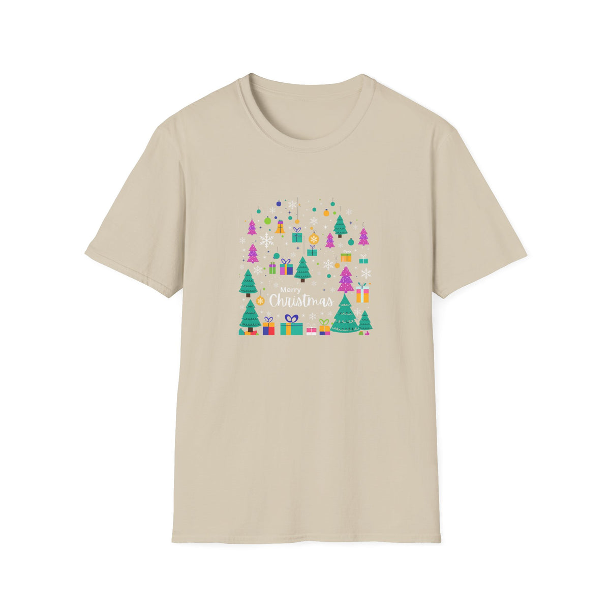 Purple and Teal Christmas - Unisex Softstyle T-Shirt