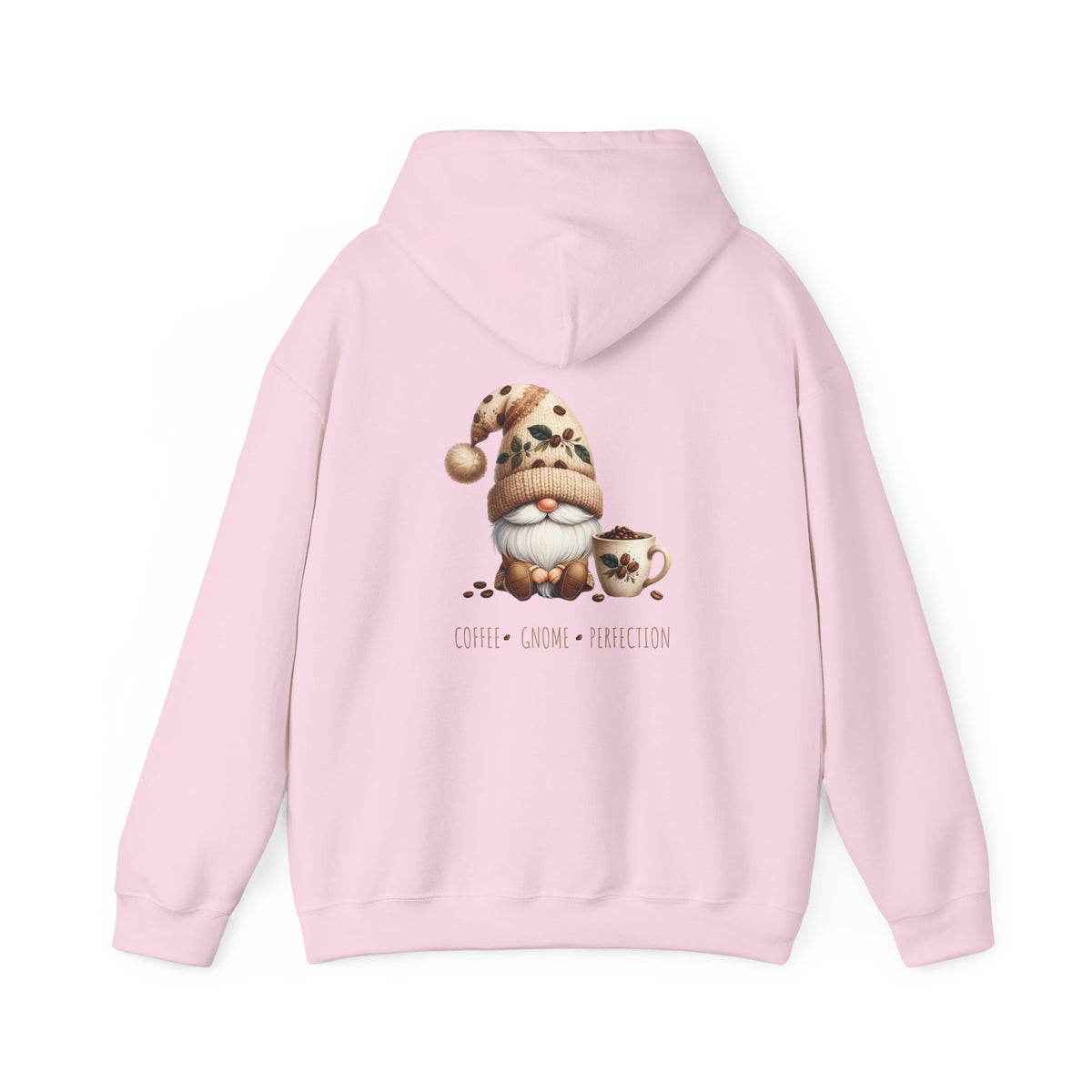 Coffee. Gnome. Perfection (printed on back) - Gnomes - Unisex Heavy Blend™ Hooded Sweatshirt