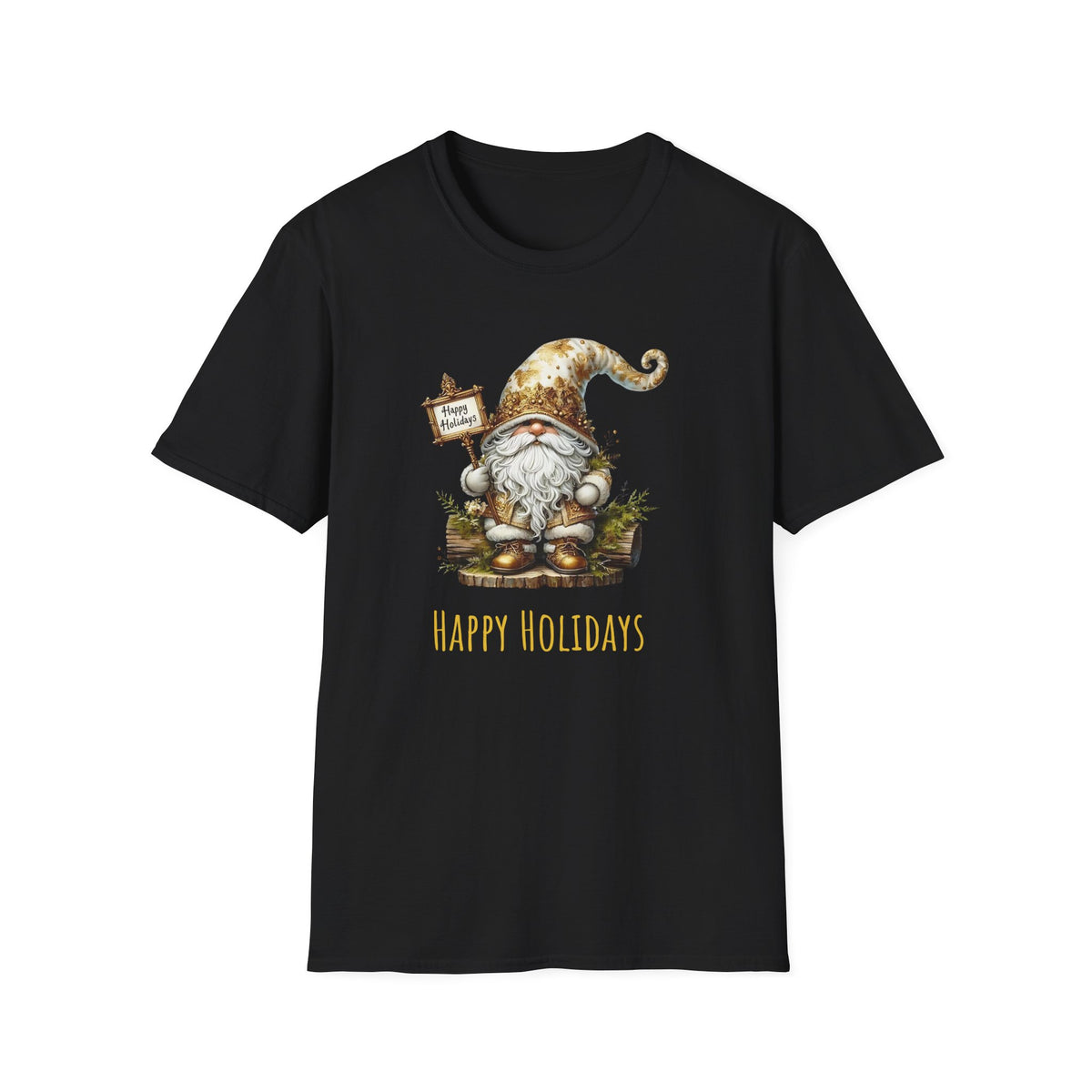 Happy Holidays (gnome) - Christmas- Unisex Softstyle T-Shirt