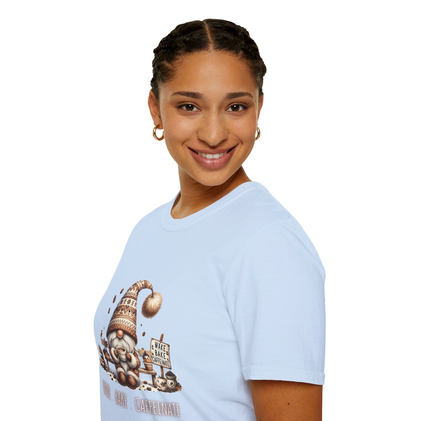 Wake Bake Caffeinate Gnome - Unisex Softstyle T-Shirt
