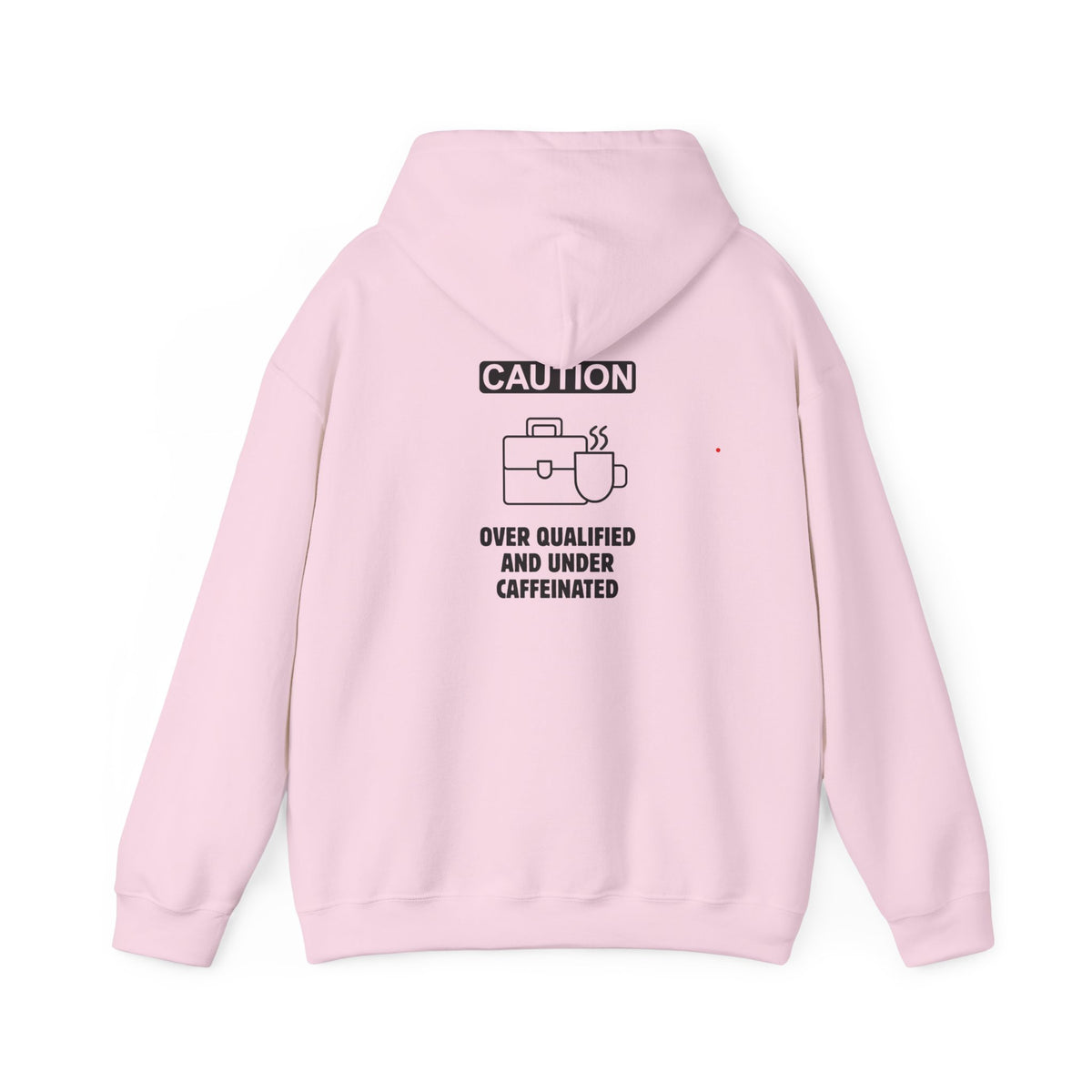 Over qualified, Under caffeinated (printed on back) - Modern Vibes - Unisex Heavy Blend™ Hooded Sweatshirt