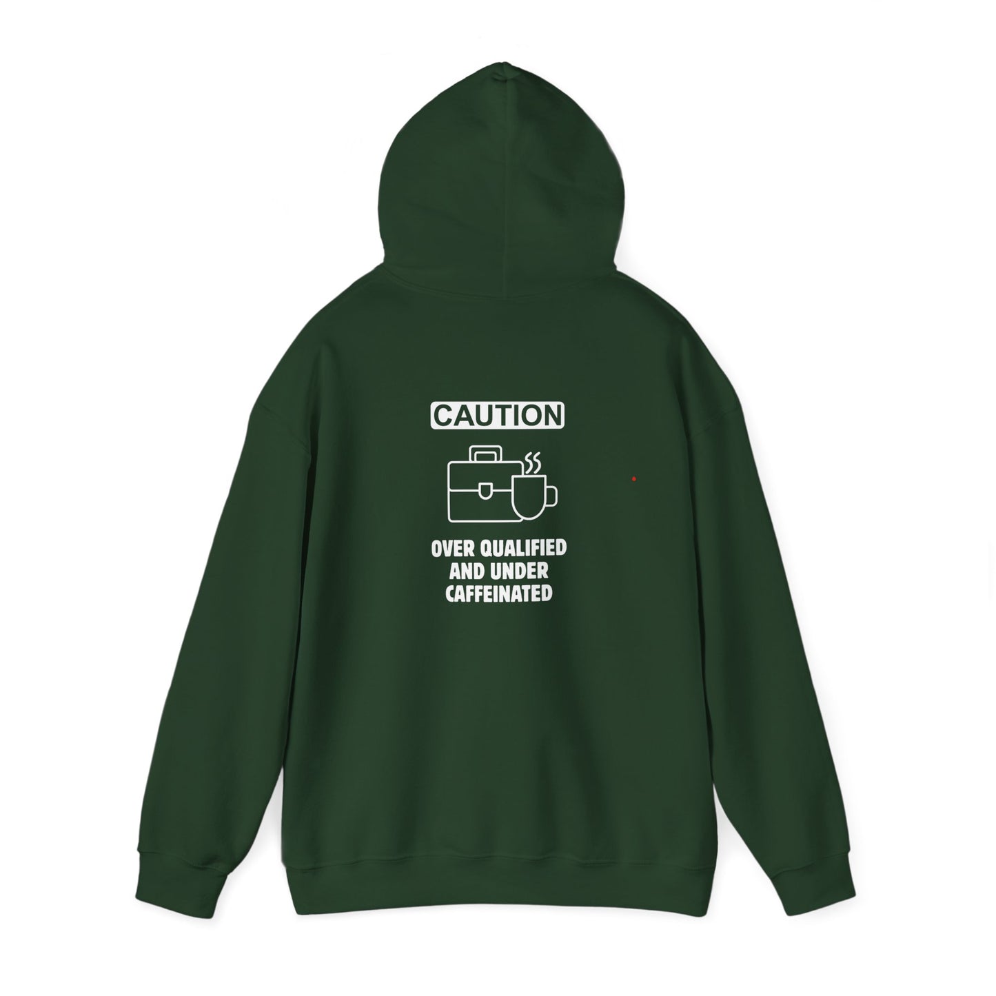 Over qualified, Under caffeinated (printed on back) - Modern Vibes - Unisex Heavy Blend™ Hooded Sweatshirt