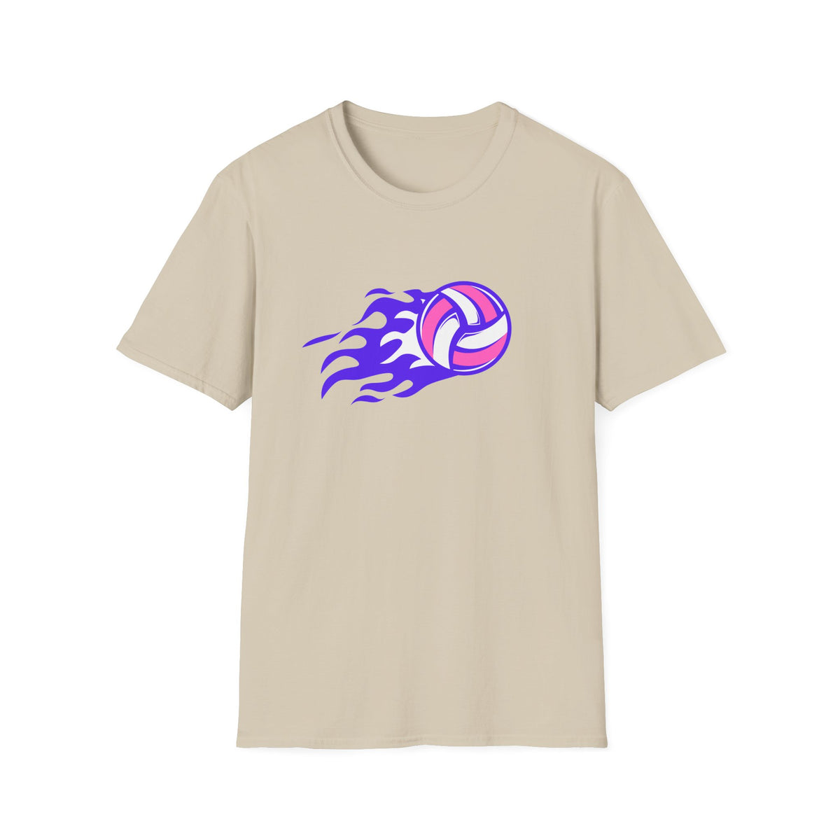 Volleyball Flame (purple) - Unisex Softstyle T-Shirt