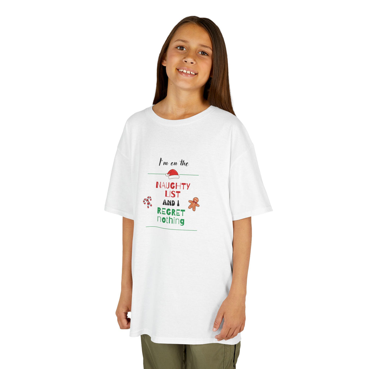 I'm on the naughty list and I regret nothing!  - Youth/Kids Heavy Cotton Tee
