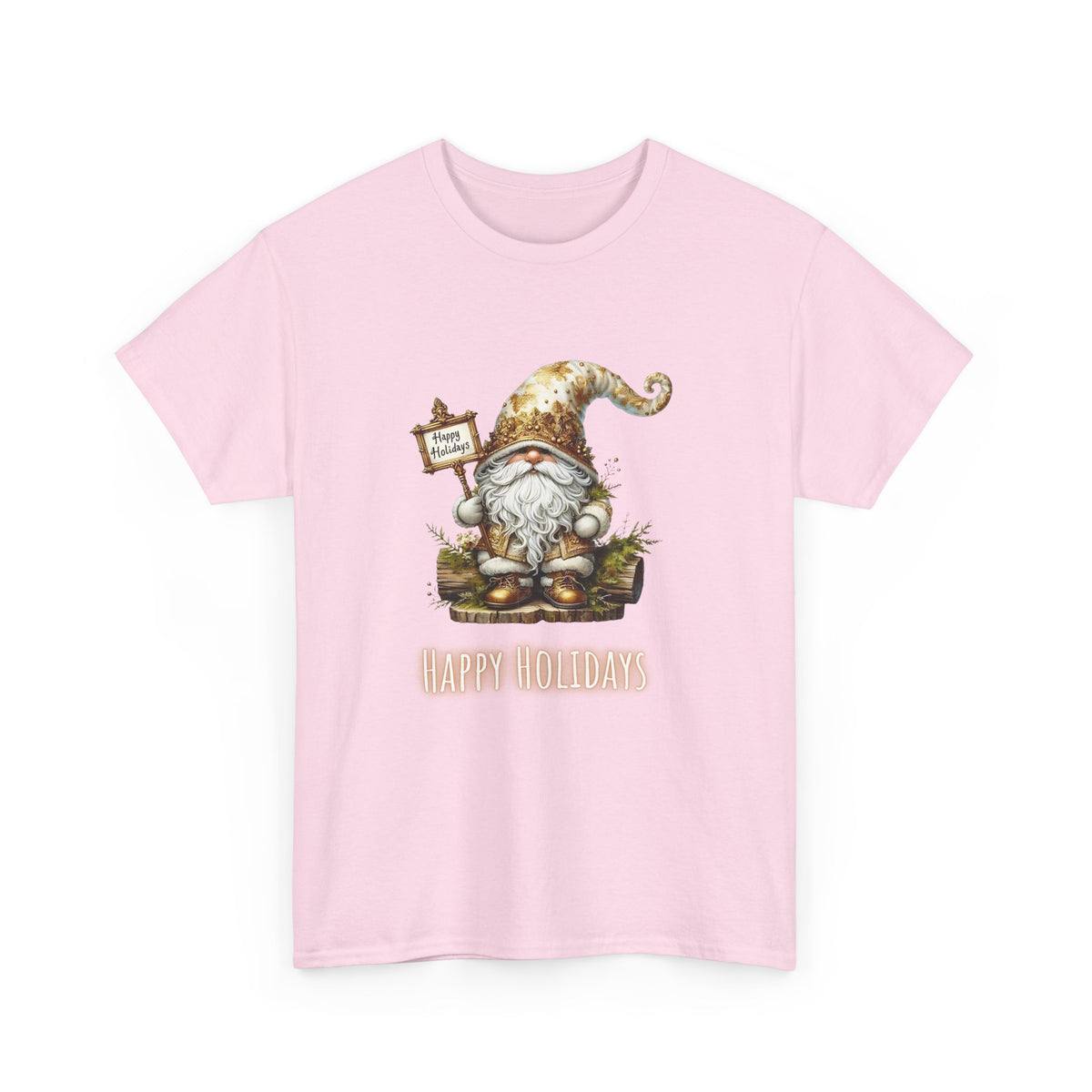Happy Holidays Gold Gnome - Unisex Heavy Cotton Tee