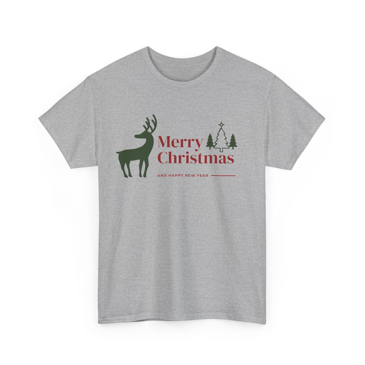 Merry Christmas Deer - Unisex Heavy Cotton Tee