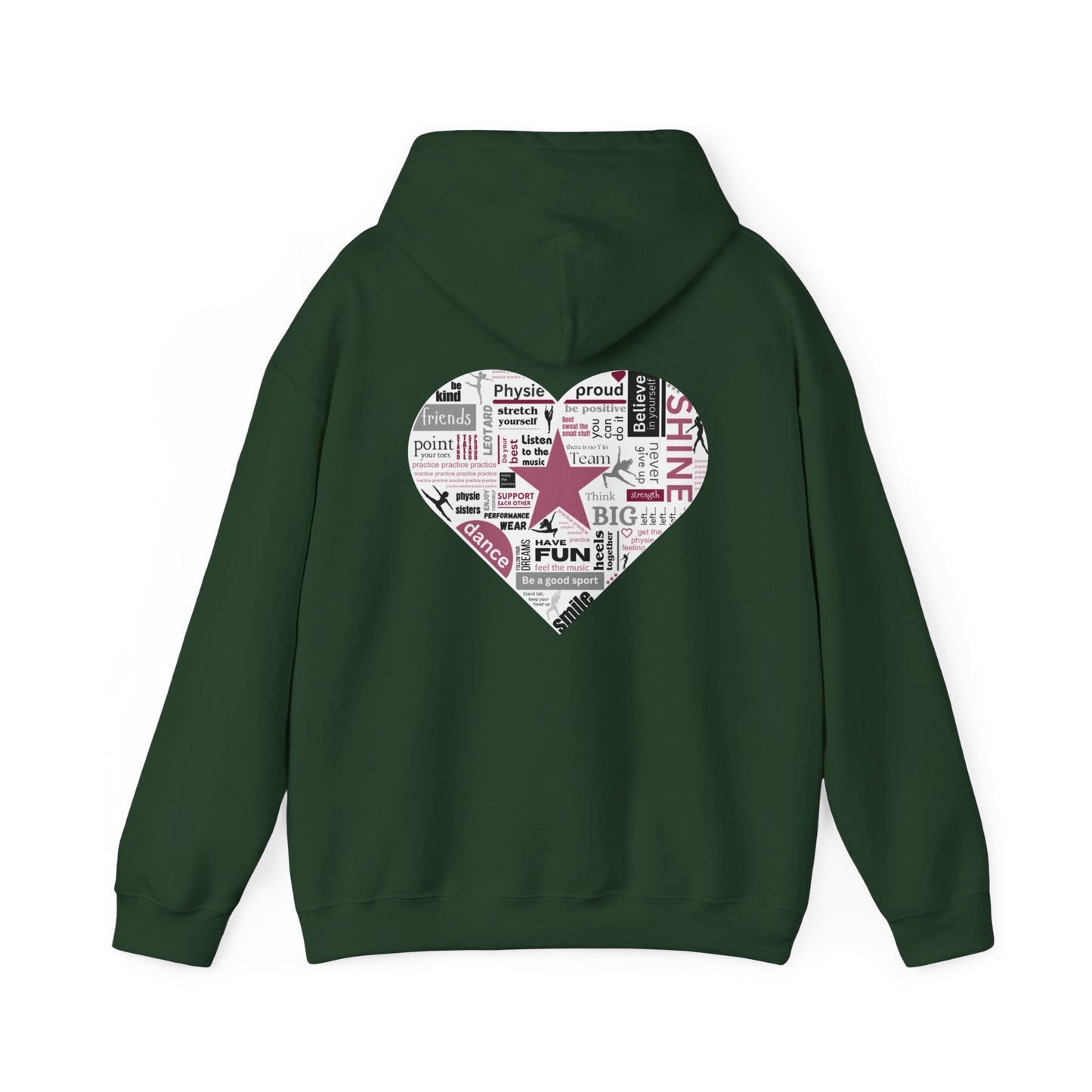Physie heart (printed on back) - Dance/Gym - Unisex Heavy Blend™ Hooded Sweatshirt