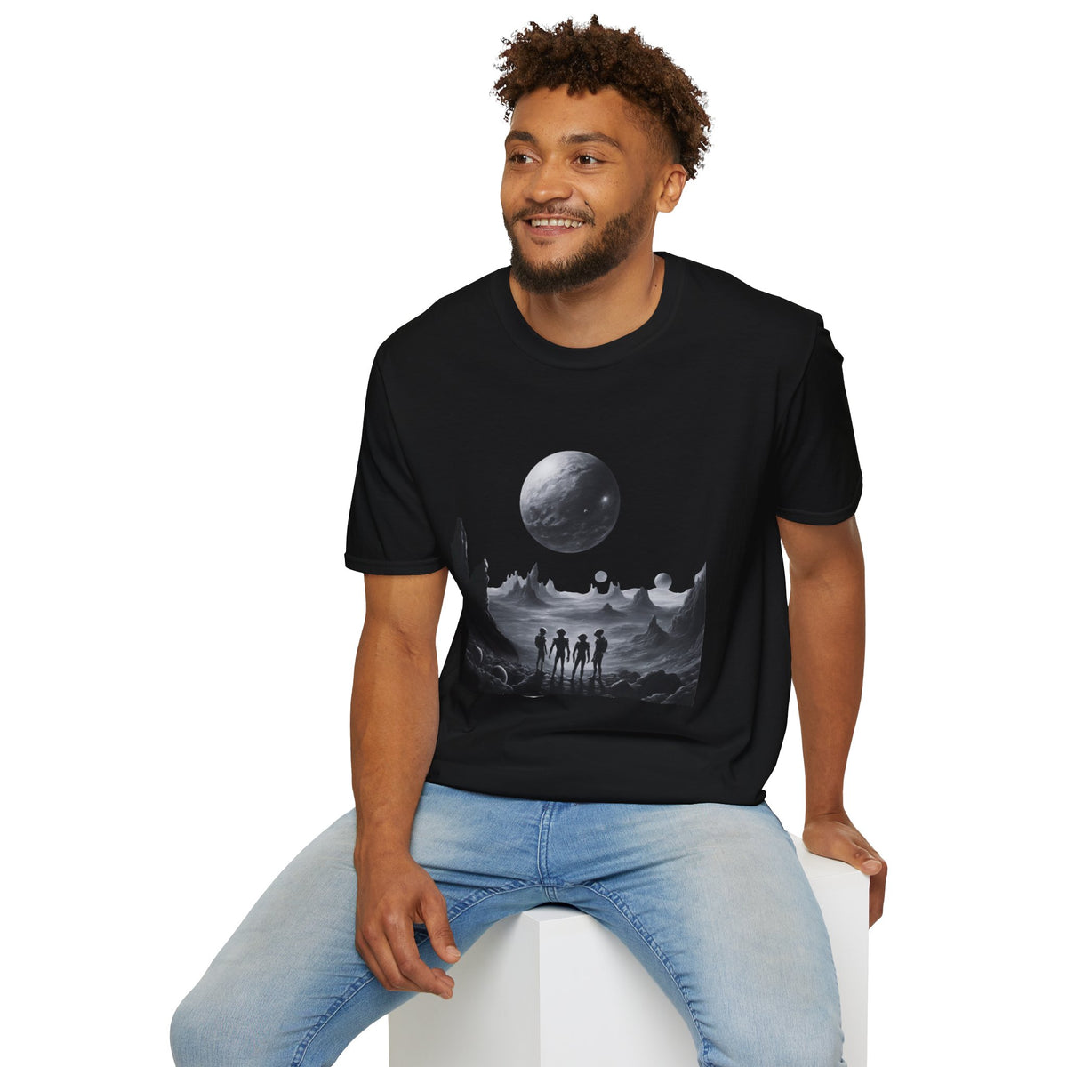Alien moonscape - Statement Graphic - Unisex Softstyle T-Shirt