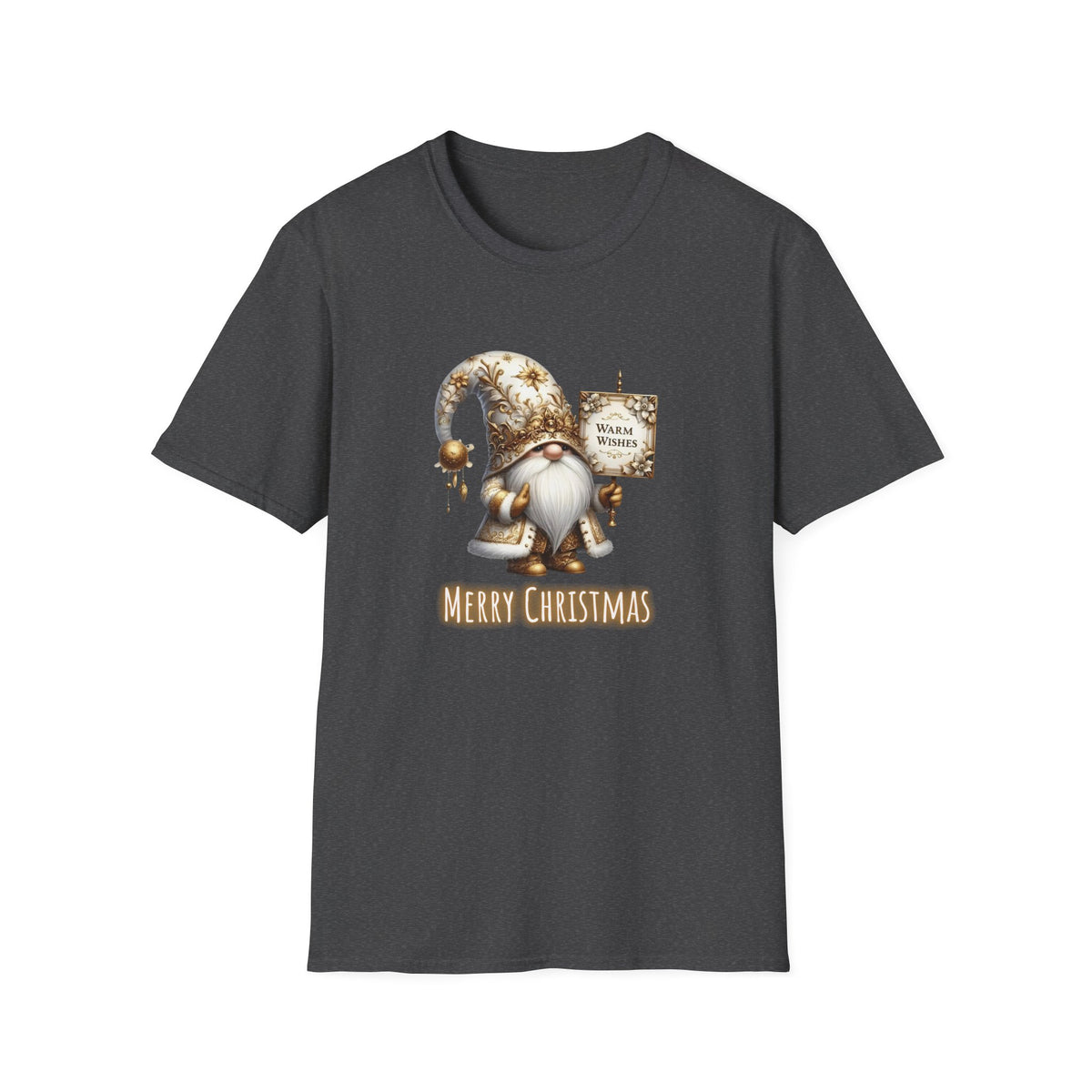 Merry Christmas Gold Gnome - Unisex Softstyle T-Shirt