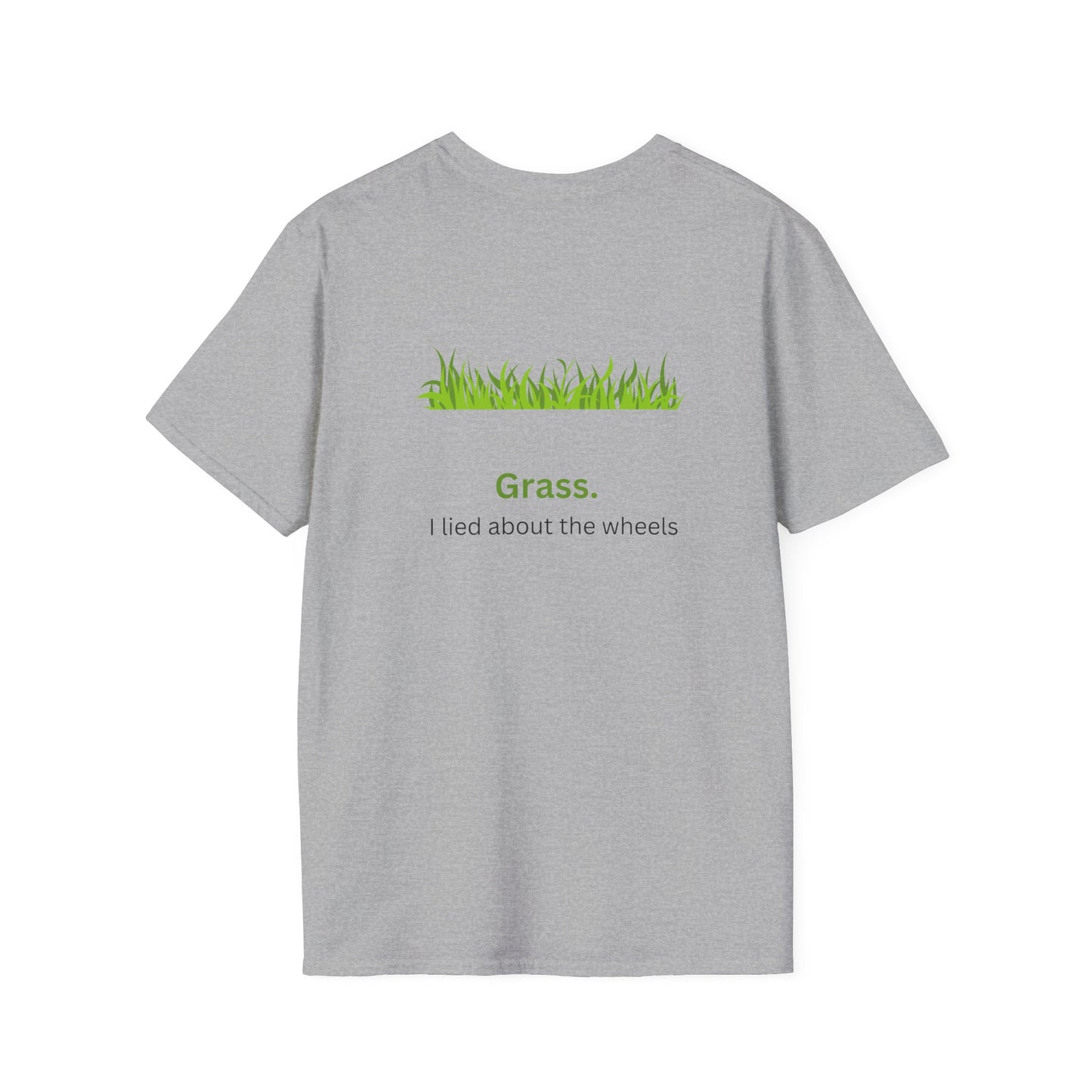 What's green and has wheels? - Funny - Unisex Softstyle T-Shirt