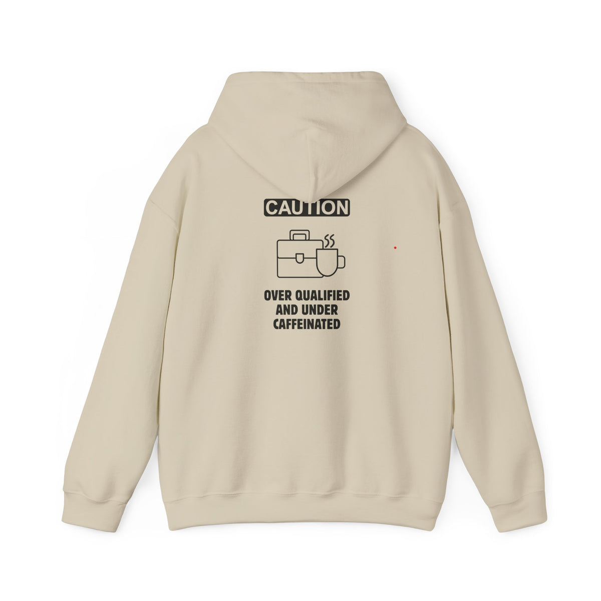 Over qualified, Under caffeinated (printed on back) - Modern Vibes - Unisex Heavy Blend™ Hooded Sweatshirt